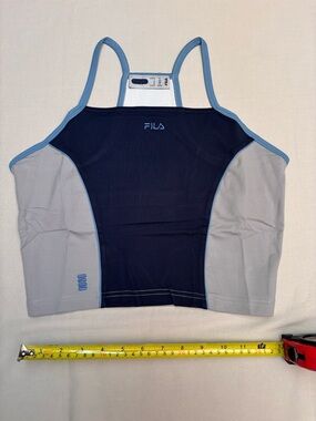 Fila Navy, Light Gray & Light Blue Racerback Sports Bra M